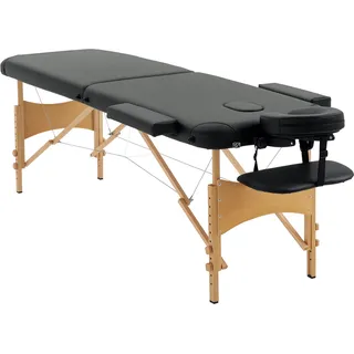 Homcom Massageliege klappbar Tragbarer Massagetisch mit Kopfstütze, höhenverstellbar, Kunstleder & Holz, Schwarz Aosom