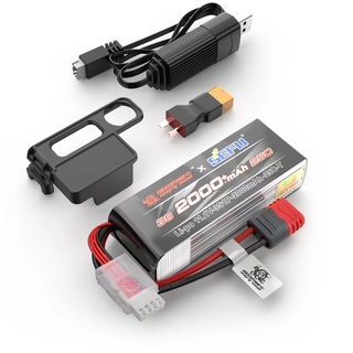 HYPER GO Angry Snail 3S2000 RC Auto Upgrade Zubehör 3S 11,1 V 2000 mAh 25C LiPo Akku mit USB Kabel, Ersatzteile RC Akku Batterie für HYPER GO All 1/14, 1/16 Scale