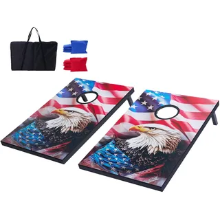 Vevor Cornhole Set Spielbrett aus Holz mit 8 Sitzsäcken Tragetasche Hinterhof
