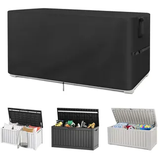 Iptienda Gartenbox Abdeckung Wasserdichte,500D Oxford Garten Kissentruhe Allzwecktruhe Kissenbox Abdeckung,Aufbewahrungsbox Garten Schutzhuelle UV-Schutz,Gartenbox Schutzplane Abdeckungen,125*64*60cm