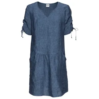 Leinen-Bluse, Melange blau, 36