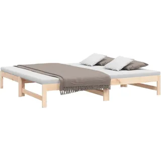 vidaXL Tagesbett Ausziehbar Sofa Gästebett Sofabett Bett Bettsofa Holzbett Schlafsofa Ausziehbett Bettgestell 2X(75x190) cm Massivholz Kiefer