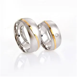 Karisma Trauring Eheringe Verlobungsring Edelstahlring Bicolor Vergoldet SR1176, wahlweise mit oder ohne Zirkonia 57