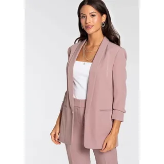 LAURA SCOTT Longblazer LAURA SCOTT, Damen, Gr. 46, rosa, Web, Obermaterial: 90% Polyester, 10% Elasthan. Futter: 100% Polyester, figurbetont hüftbedeckend, Blazer Longblazer, mit gerafften Ärmeln