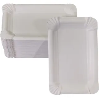 WIMEX Flache Pappteller eckig 11 x 17 cm 100 St. Weiß