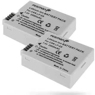 Fosmon LP-E8 Ersatzakku für Canon EOS Digitalkameras, 7.4V 2000mAh | Leistungsstarker Kamera Lithium-Ionen Akku Pack Kompatibel mit Canon EOS 650D, 600D, und 550D Spiegelreflexkamera Modellen