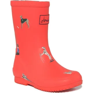 Joules JNR Roll Up Kinder Gummistiefel Mit Hund Aufdruck In Rot (25, rot) - Rot - 25