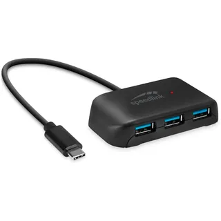 Speedlink SNAPPY EVO USB Hub, 4-Port, Type-C to USB 3.0 USB 3.1 Gen 1, USB 3.2 Gen 1 5 Gbit/s, Schwarz