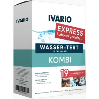 IVARIO Express-Labor-Wassertest Kombi (19-in-1) für Trinkwasser, Experten-Analyse im Deutschen Fachlabor. Leitungswasser-Test mit 19 Prüfwerten
