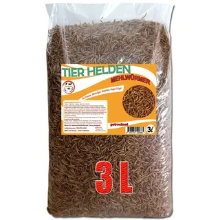 Mehlwürmer 3 Liter Premiumqualitätssnack geeignet für Vögel, Fische, Reptilien, Schildkröten, Igel, Nager, Wildtierfutter