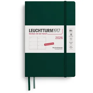 Leuchtturm1917 Wochenkalender Paperback B6+ 2026, 12 Monate, Forest Green,