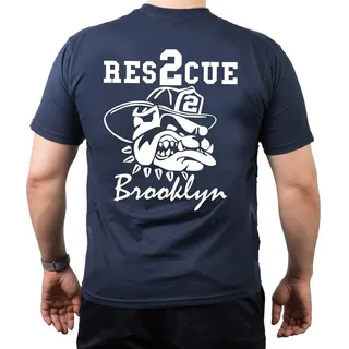 T-Shirt Rescue 2 - mit fire Fighting Bulldog - Brooklyn - New Yorker Feuerwehr - L