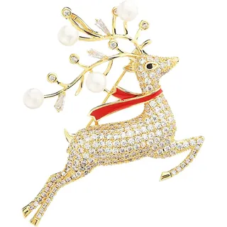 Wudaizhi Rentier-Strass-brosche Pin 1.57 * 1,77 Zoll Frau Weihnachten Elch-förmige Brosche Für Pullovermantel Abendkleid