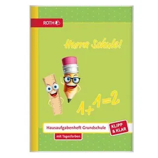 ROTH Hausaufgabenheft Hurra Schule Klipp & Klar liniert DIN A5 ohne Rand, 96 Blatt, 1 St.
