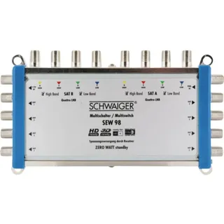 Schwaiger SEW98 531 SAT Multischalter Eingänge (Multischalter): 9 8 SAT/1 terrestrisch) Teilnehmer-Anzahl: 8 StandBy-Funktion
