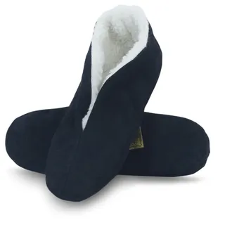 Sonia Originelli Wildleder Hausschuh Schluffi mit warmen Kuschelfell, Farbe: schwarz, Größe: 49 - 49 EU