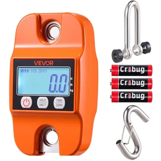 Vevor Kranwaage 400 kg, Digitale Hängewaage mit Gehäuse aus Aluminiumguss & LCD, Wildwaage 100-g-Teilung & 3-Stufiger Anzeige, Zugwaage Fischwaage, geeignet für Landwirtschaft, Jagd & Angeln