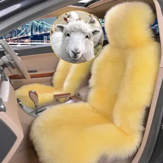 Altlue Lammfell Autositzbezüge Vordersitze - Universal (Beige, Einteilig)