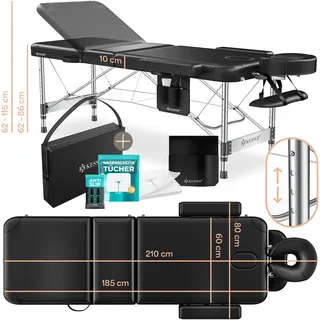 Kesser KESSER® Massageliege klappbar höhenverstellbar Mobile Massagebett Massagetisch Kosmetikliege Breit Therapieliege Aluminium + 10x Gesichtsauflage mit Kopfstütze Armlehnen & Tasche