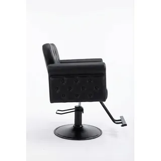 GarveeLife Barberstuhl/Friseurstuhl mit Hydraulik, Schwarz (Electroplating) | PU-Leder, höhenverstellbar, 360° dreh- & arretierbar, Knopfheftung, runder Metallfuß, bis 150 kg