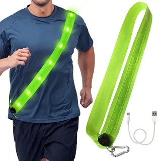 LED Lauflampe, Lauflicht Joggen mit Reflektoren Gürtel Kleidung, LED Lauflampe Reflektoren Verstellbar Nacht Sicherheitslicht Laufgürtel Hund für lauflicht joggen Laufen Fahrradfahren Outdoor Sports