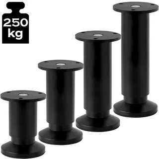 ID Dinkel Möbelfüße verstellbar Sofafuß Möbelbeine SCHWARZ MATT Höhe 20 cm 38 mm stabile Ausführung Sofa Bett