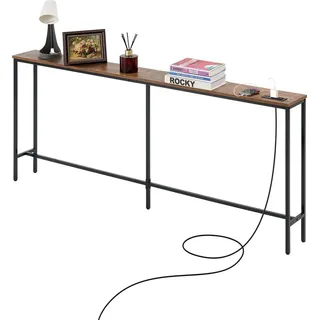VEVOR Schmaler Konsolentisch Eingangstisch (178 cm lang), 1-stufiger Flurtisch für Eingangsbereich Flur Wohnzimmer - Braun/Schwarz