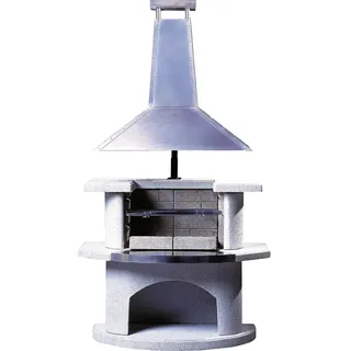 Buschbeck Grillkamin Venedig mit Edelstahlhaube 110 x 65 x 210 cm weiß/Edelstahl