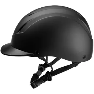 PFIFF 103119 Reithelm ProtectionX, Erwachsenenreihelm, Größenverstellbarer Helm für Erwachsene, mit Belüftunssystem, Schwarz, Größe 55-59cm (M)