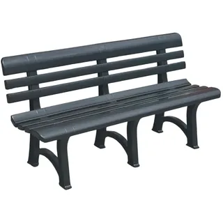 Tomaino - Widerstandsfähige 4-Sitzer-Gartenbank aus Kunststoff für den Außenbereich für Balkon, Terrasse (Schwarz)