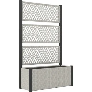 Outsunny Hochbeet mit Rankgitter in Rattan-Optik Pflanzkasten Blumenkasten mit Rankhilfe für Kletterpflanzen Blumenbeet Pflanzkübel Blumenkübel Rankkasten für Garten, Balkon 90 x 35 x 148cm Grau   Aosom