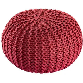 amagohome Pouf Outdoor ø 55 o. 45cm Bodenkissen Sitzpouf Hocker wetterfest pflegeleicht & nachhaltig ø 45 cm, rostbraun - ruby wine