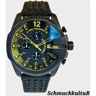 Diesel Baby Chief DZ4567 Uhr Chronograph Leder Schwarz NEU OVP