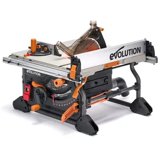 Evolution Power Tools R255TBL tischkreissäge, Tischsäge Tragbare Multimaterialsäge schneidet Holz Metall Kunststoff, 45 ̊ Fase, +/- 60 ̊ Gehrungswinkel, 87mm 1650w Motor