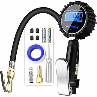 Vtizikl Manomètre Jauge De Pression Des Pneus Numérique 200psi Embout De Pistolet Gonflage Et Compresseur Avec L'Écran Lcd Pour Voiture Camion Moto Vélo