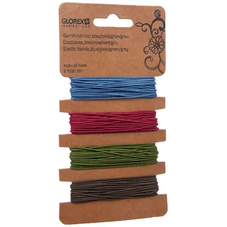 Glorex  Gummibänder 4 x 3 m Ø 1 mm mehrfarbig