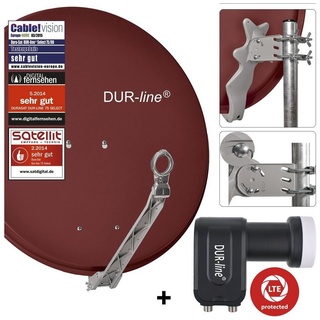 DUR-line DUR-line 2 Teilnehmer Set - Qualitäts-Alu-Satelliten-Komplettanlage - Sat-Spiegel