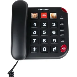 Grundig Senioren Festnetztelefon – Mit Großen Tasten, Notruftaste und Fototasten – Lautes Klingeln – Telefon mit Kabelanschluss – Für Äl... - Schwarz