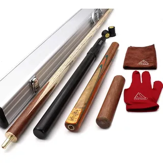 CUESOUL 57" Handcraft 3/4 Jointed Snooker Queues with Mini Butt End Extension Packed in Aluminium Köcher(D304)