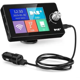 URPIZY Auto DAB+ Radio Adapter Mit 2.8 Zoll Farbdisplay Digital Radio Empfänger MP3 Player BT Musik TF Karte FM Transmitter Für Fahrzeuge