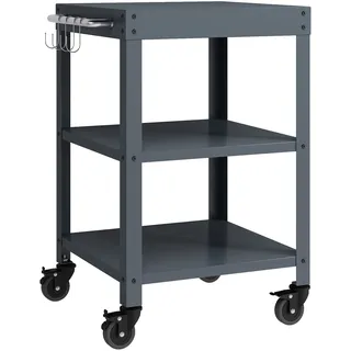 casa.pro Servierwagen Bolognano Stahl 81x50x50 cm Dunkelgrau