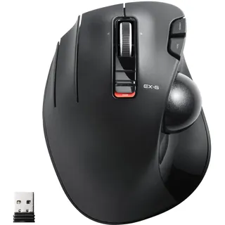 ELECOM EX-G Linkshänder-Trackball-Maus, 2,4 GHz USB Wireless, Ergonomisch, Daumensteuerung, Tracking Roller Ball, 6 programmierbare Tasten, Neigungs-Scroll