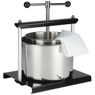 Melko Fruchtpresse Obstpresse 5 L Entsafter Edelstahl Beerenpresse Weinpresse Saftpresse inkl. Presstuch und Auslaufrohr