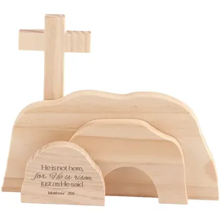 Lipeed Osterkrippe Auferstehung Holz, Ostern Auferstehungsszene, Hölzerne Verzierungen den Heimtisch, Jesus Krippe Szene Dekorationen Christian Figur Ornament