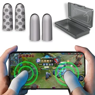 COYUN 2 Paar Fingerhülse für Handy Gaming, und 1 Schachtel, Game Finger Sleeve, Handy Gaming Fingerhülsen Atmungsaktive Daumenhülle Fingerschutz Anti-Schweiß Hüllen Kompatibel mit Handy Tablet Geräten