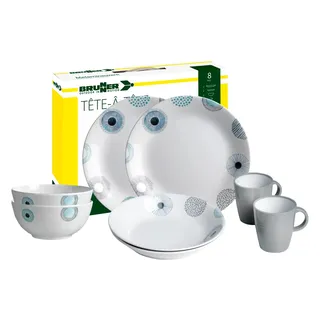 Brunner 0830143N.C7R Campinggeschirr für 2 Personen, Tête-À-Tête Deep Sea, 8-teilig