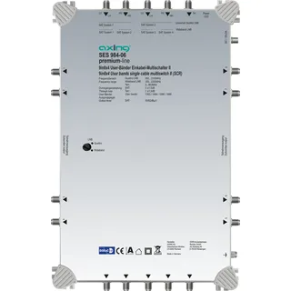 Axing SES 984-06 SAT Multischalter Unicable Eingänge (Multischalter): 9 8 SAT/1 terrestrisch) Teilnehmer-Anzahl: 8
