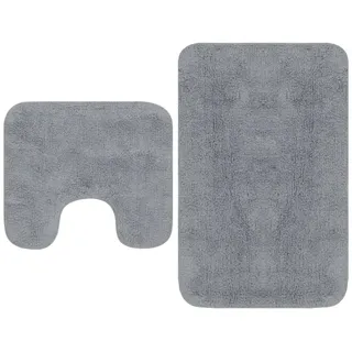 vidaXL Badematten-Set 2-tlg. Stoff Grau