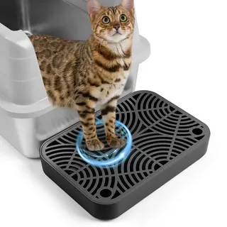 Bartuke Kunststoff Katzentreppe, Katzentoilettenrampe mit Filterfunktion, Katzenstreu-Filterpedal für Kätzchen & alte Katzen Automatische selbstreinigende Katzentoilette (Schwarz)