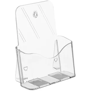 Relaxdays Flyer Aufsteller, Flyerständer DIN A5, Acryl, 1 Fach, zum Stellen & Hängen, Wandprospekthalter, transparent